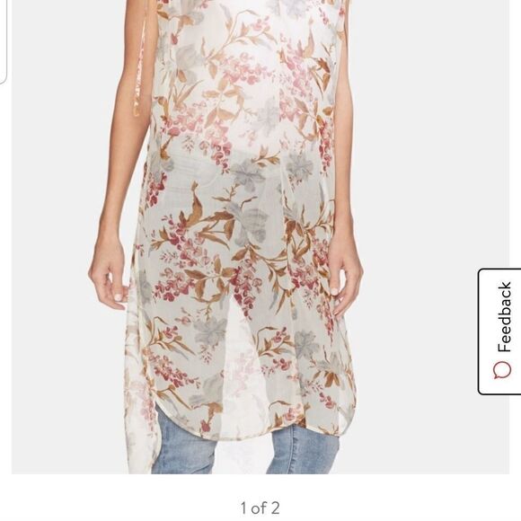 Vince Camuto sheer floral tunic top - Picture 2 of 12
